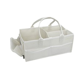 KAKKOII Baby Diaper Caddy, Car Caddy Storage Basket, Portable Organizer Caddy, Nursery Storage Bin Basket with Handle, Felt Diaper Organizer for Changing Table, Newborn Gift for Shower (White)