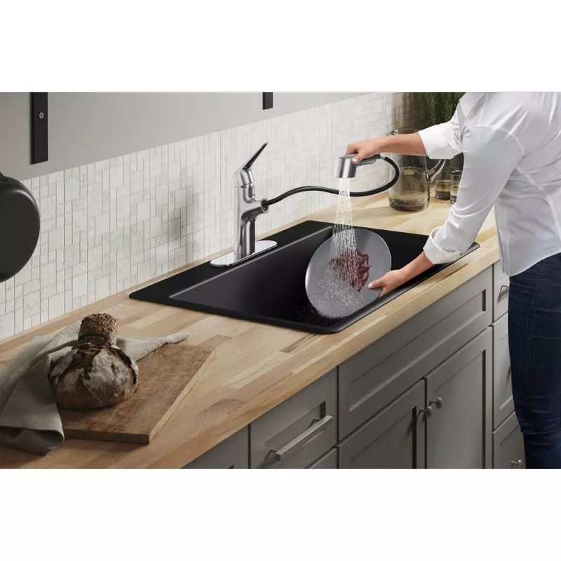 Kohler NEW!! KOHLER Vin Single-Handle Pull-Out Sprayer Kitchen Faucet Polished