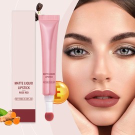 Liquid Lip Gloss, Matte Waterproof Durable Waterproof Matte Lip Tint, Glitter Liquid Lipstick Lip Gloss for Girls Women Birthday Gift (Rose Red)