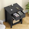 Semoic Nightstand with Charging Station and LED Lights, End Table