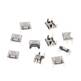 SUCHUANGUANG Micro USB Type B 5 Pin Female SMD 4 Legs 90 Degree Socket Pack of 10