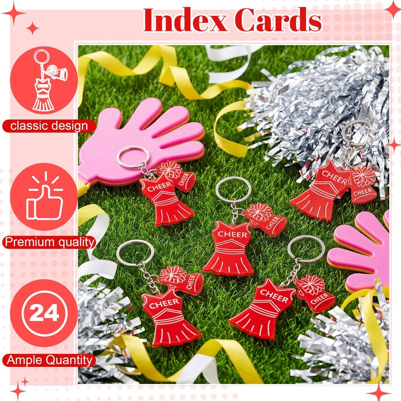 Kigeli 24 Pcs Cheer Keychain Bulk Acrylic Cheerleader Outfit &