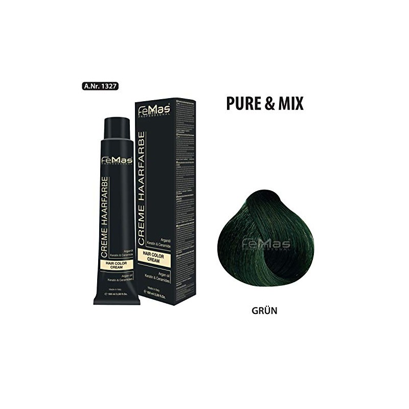 FemMas Haarfarbe Pure & Mix 3x Grün I Professionelle Creme