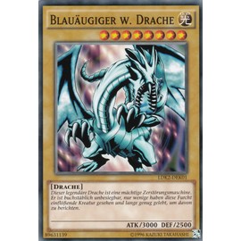 LDK2-DEK01 - Blue-Eyed with Dragon - Common - Yugioh - German - 2nd Edition in Set with Ultra Pro Toploader and Ultra Pro Protective Case (Clear)