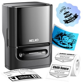Nelko Label Maker Machine with Tape, PM220 Bluetooth Label Printer, Portable Thermal Printer for Small Business, Address, Logo, Clothing, Mailing, Sticker Printer for Phones & PC, 1 Count, Black
