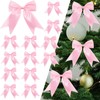 30 Pcs Pink Satin Ribbon Bows, Christmas Tree Bows Wreath