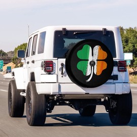 Delerain Spare Tire Cover with Backup Camera Hole Irish Shamrock Wheel Covers Waterproof Dust-Proof UV Sun Universal Fit for RV Trailer RV SUV Truck (17 Inch for Diameter 31"-33")