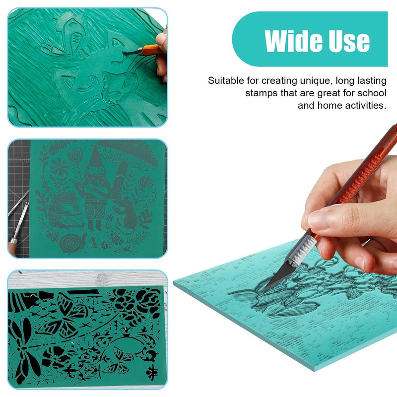 SHUESS 6 Pack A4 Lino Sheets - Easy-Carve Soft Lino