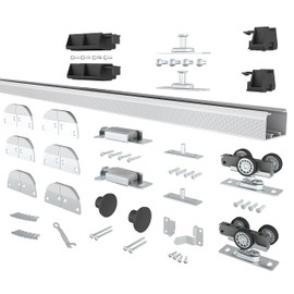 JUBEST 48” Bifold Door Hardware, Folding Door Hardware Sliding Barn Door Hardwares for 4 Doors (12" Each), Top Mounted Bifold Door Hardware Kit for Bedroom, Bathroom, Storeroom, Closet, Living Room