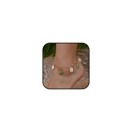 Vurotry Sea Shell Anklets Starfish Anklet Paperclip Anklet Waterproof Adjustable Summer Bohemian Conch Anklet Beach Jewelry for Women (Blue starfish)