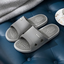 Acupressure Indoor Slippers for Living Room & Office Meridian Massage Men's Grey Slippers 2ea