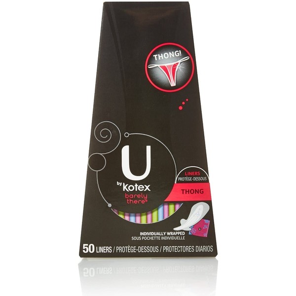 U by Kotex Barely There Thong Pantiliners 50 ea (Pack of 3)