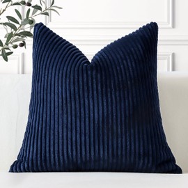 Artscope A Corduroy Cushion Cover Decorative Cushion Cover Sofa Cushion 60 x 60 cm Cord Cushion Cover Couch Cushion Decorative Soft Cushion for Sofa Living Room Home Bedroom Dark Blue