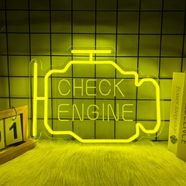 Check Engine Neon Signs for Wall Decor, LED Garage Neon Signs Wall Art Gifts for Dad, USB Powered for Man Cave Auto Repair Shop Workshop Birthday Gift