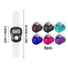 Kellegour 6 Pieces Electronic Finger Counter,Colors Electronic Finger Counter,ABS Handheld Counters Clicker with Box,6 Colors Mini LCD Digital Display Hand Tally Counter,for Knitting,Crochet,Coaching,