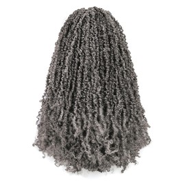 Toyotress Yanky Twist Crochet Hair - 16 Inch 8 Packs (30 Strands/Pcs) Fluffy Spring Mini Twist Passion Twist, Salt & Pepper Pre-Looped Crochet Braids Braiding Hair (16 Inch, SP/Gray-8P)