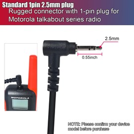 HYSHIKRA 2.5mm 1 Pin G Shape Headset with Mic Big PTT, Compatible with Motorola TLKR T60 T61 T62 T81 T80 T82 Extreme Hunter HYT TC-320 Two Way Radio Earpiece for Security Bodyguard