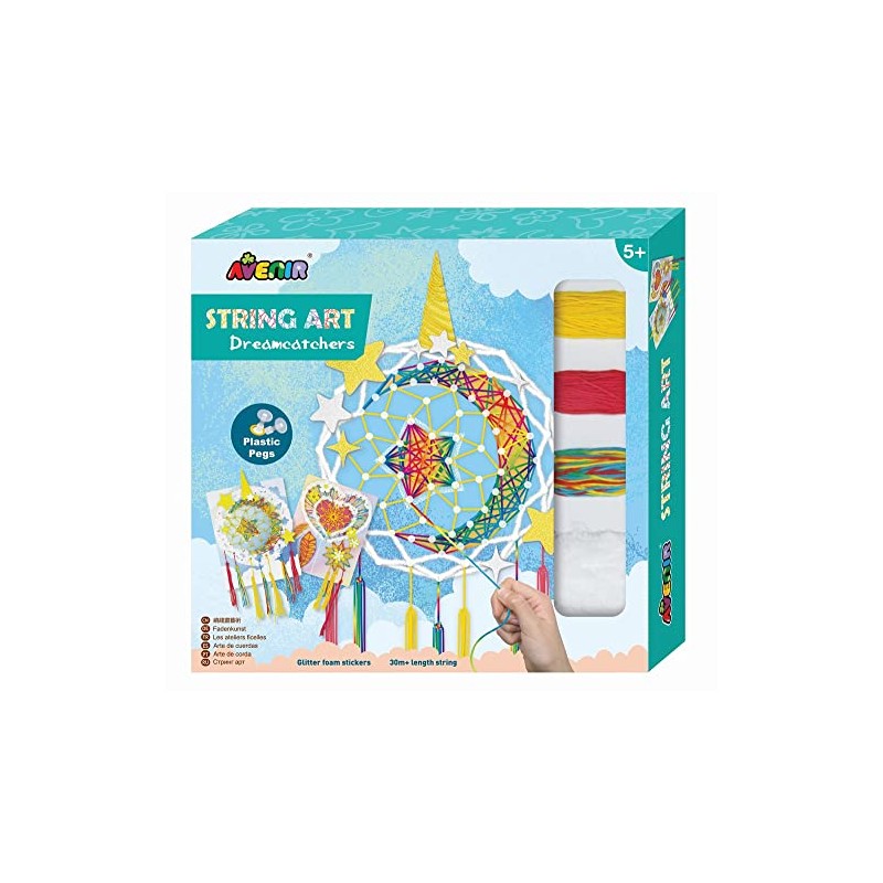 Avenir 6301712 Thread Art, Dream Catcher, Craft Set for Children,