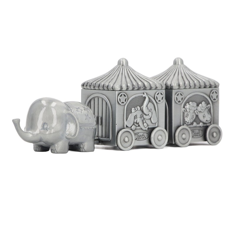 Baby Teeth Organizer Elephant Carriage Keepsake Box Metal Collection Container