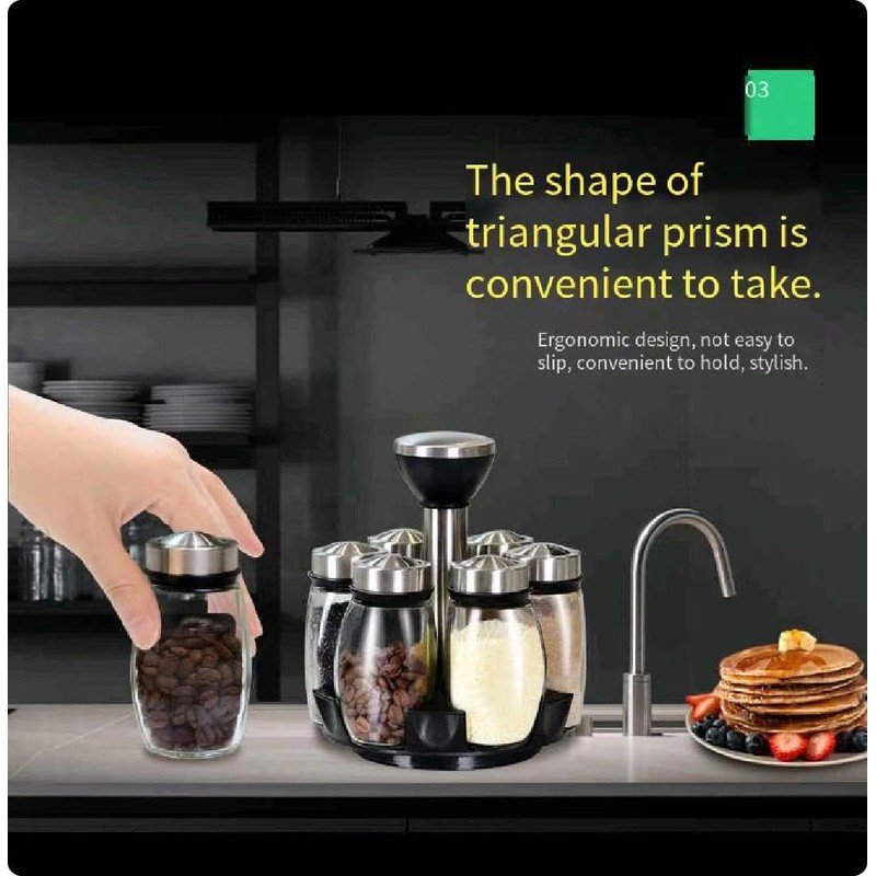 mkeodm Kitchen rotating spice rack storage set, 360 degree rotating