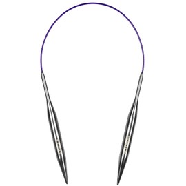 Coopay Circular Knitting Needles 9.0mm 40cm Short, Steel Circular Needles with Flexible Cable, Metal Fixed Circular Knitting Pins for Chunky Wool Small Projects, For Arthritis Hands, Size US 13