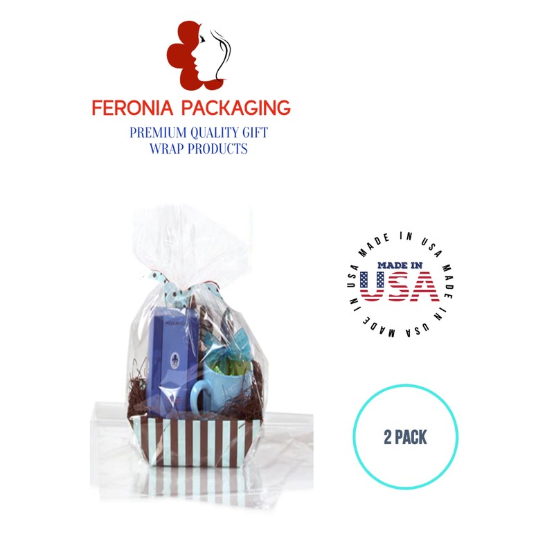 Feronia Packaging Gift Wrap Round Bottom Cellophane Bags 2 Pack
