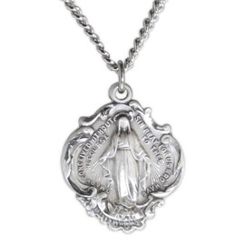 Heartland Store Hail Mary Prayer Sterling Silver Pendant + 24 Inch 2.4mm Endless Rhodium Plated Chain| USA Made