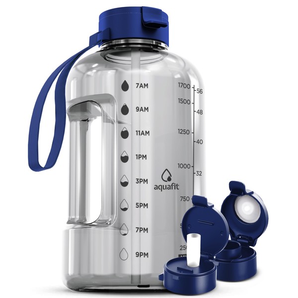 AQUAFIT 64 oz Water Bottle with Time Marker - Straw