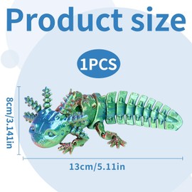 1PCS Green Axolotl Toy,3D Printed Animals,3D Printed Toys,3D Printed Fidget Toy for Stress Relief,Suitable for Developing Fine Motor Skills Toys,3D Printed Animals for Kids and Adults Gifts