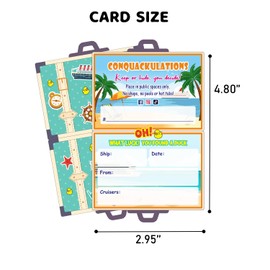 FELYC Duck Tags, Suitcase Cruising Duck Ducking Games Card, 35 Pack Tags, 35 Rubber Bands - ConQuackulations