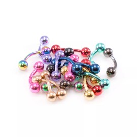 Luxe Modz Wholesale 10Pk Eyebrow Rings Curved Barbell Ion Plate Titanium Tragus Rook 16G