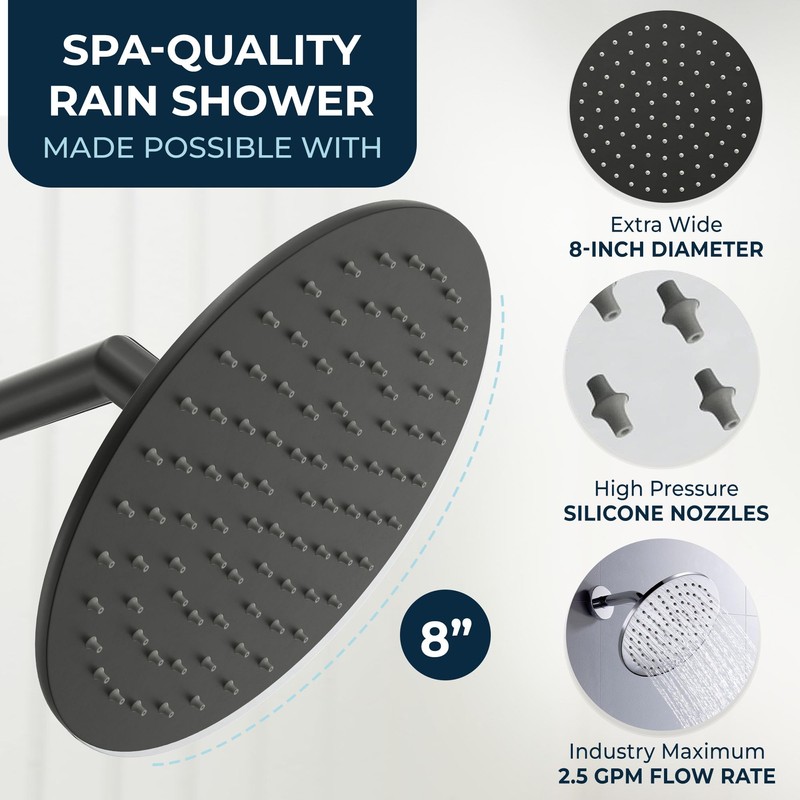 HammerHead Showers® Solid Metal 8 Inch Rainfall Shower Head –
