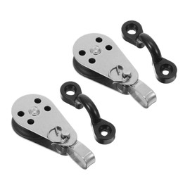 Sosoport Kayak Anchor Trolley Kit with 2 Stainless Steel Pulleys 2 Nylon Pad Eyes and 4 Screws 25mm Rope Sturdy Boat Accessories for Fishing and Canoeing
