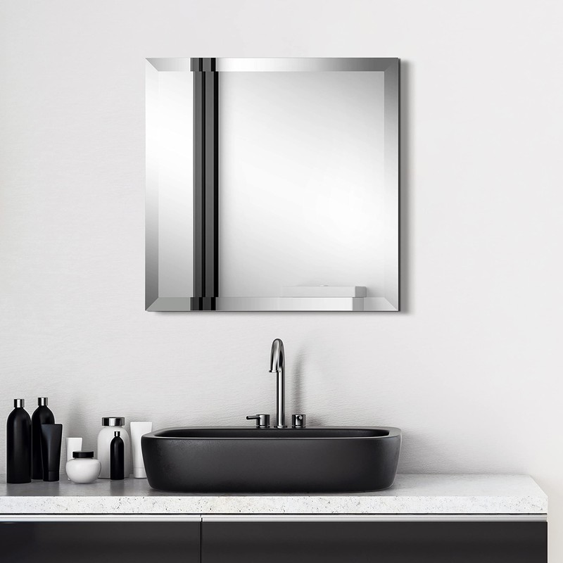 Empire Art Direct Modern Frameless Wall Mirror, 1" Beveled Mirror,