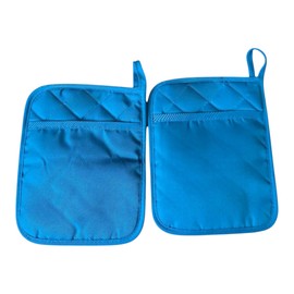 Ultramarine Blue Light 2 Oven Mitts and 2 Pot Holders with A Kitchen Towel 5 Pieces