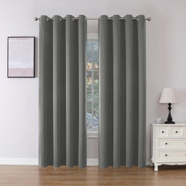 Joydeco Blackout Curtains 90 Inch Length 2 Panels Set, Thermal Insulated Long Curtains& Drapes 2 Burg, Room Darkening Grommet Curtains for Bedroom Living Room Window (Light Grey, W52 x L90 Inch)
