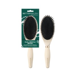 EcoTools Cepillo de pelo de doble cerda, jabalí sintético y nailon para desenredar suavizar y brillar, para todo tipo de cabello, cepillo de peinado d
