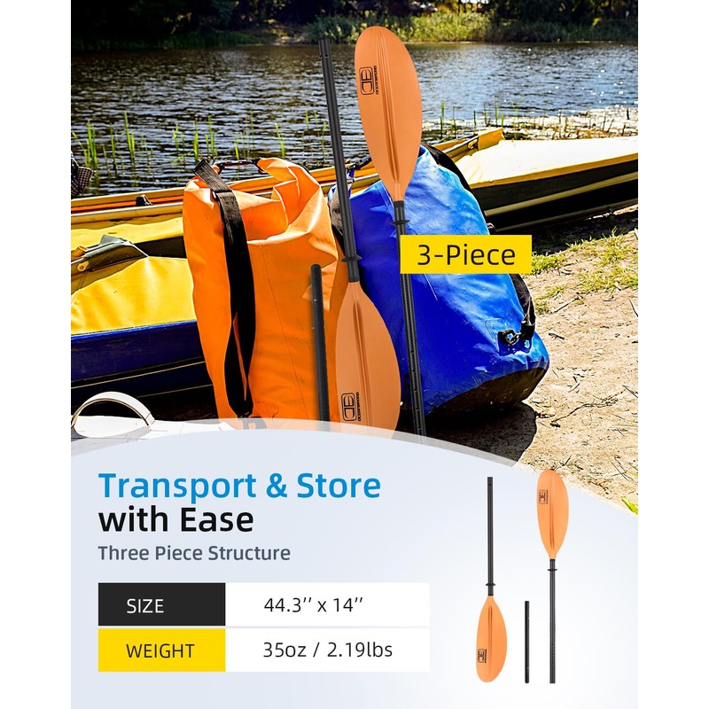 OCEANBROAD Adjustable Carbon Fiber Kayak Paddle 86in/220cm to 94in/240cm Kayaking