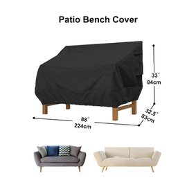Donken Garden Bench Cover 4 Seater, Bench Protective Cover, Windproof Tarpaulin, Oxford Cover, UV-Resistant Bench Cover for Bench, Garden Furniture, Garden Sofa (Black, 224 x 83 x 84 cm)