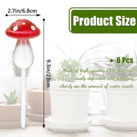 JarThenaAMCS 6Pcs Mushroom Glass Plant Watering Globes Planter Self Watering Devices Automatic Water Planter Insert for Indoor Outdoor Plant Flower (Red, Green, Blue)