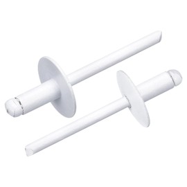 uxcell 100Pcs 3/16"x5/16" Large Flange Blind Rivets, Zinc-Plated Carbon Steel Grip and Mandrel Cap Blind Rivets, White