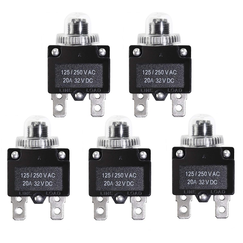 Fuzbaxy 5PCS 20Amp Circuit Breakers with Push Button Reset with