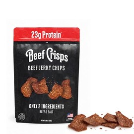 Beef Crisps by Bingeworthy Snacks - High Protein Crispy Beef Chips, 23g Protein per Bag, 120 Calories, Only 2 Ingredients (Beef & Salt), Keto Paleo Carnivore Snack, Baked Not Fried, Made in USA, 1.06 oz