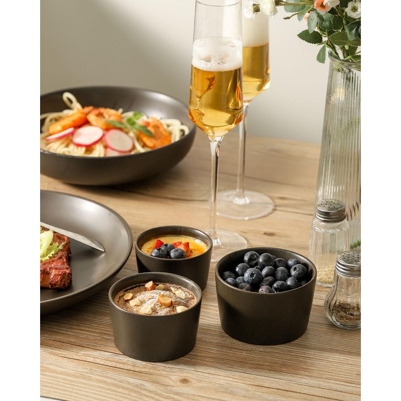 Tikooere Ramekins 2.5 oz,Oven Safe Small Ramekins for Creme Brulee,Souffle,Black