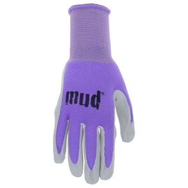 MUD Simply Women's Nylon Seamless Knit and Flexible Nitrile Coated Palm Garden Gloves, Water Resistant, Superior Grip, Abrasion Resistant, Purple, X-Small (MD31031A-WXS)
