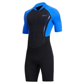 Men's 1.5mm Short Sleeve Neoprene Diving Suit Thermal Scuba Wet Suit Front Zip Scuba Dive Skin for Water Sports Kayakboarding Surfing Snorkeling Freediving Sailing Swimming 3XL