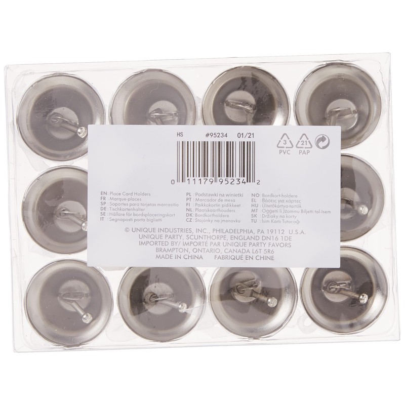 Hochzeits-Platzkartenhalter - Silbernglocke - 12er-Packung