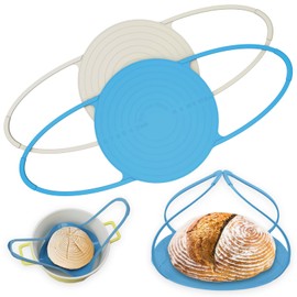 Baking Sourdough Silicone Bread Sling: Mutilife Non-Stick & Easy Clean Reusable Bread Mat for Dutch Oven, 2 Pcs (Beige & Blue)
