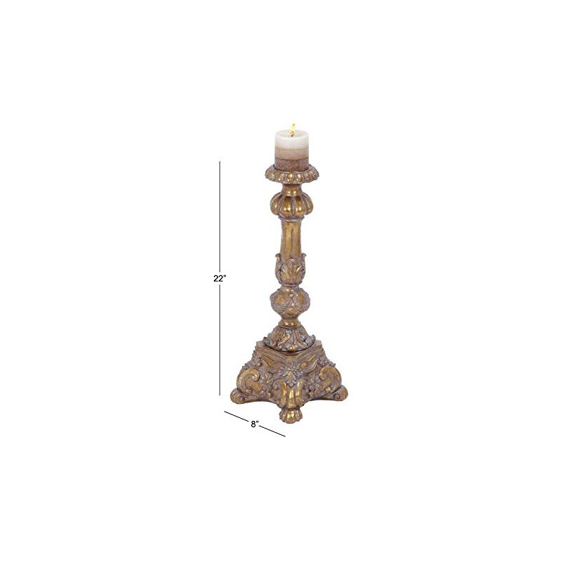 Deco 79 Polystone Decorative Candle Holder Tall Standing Candle Stand,