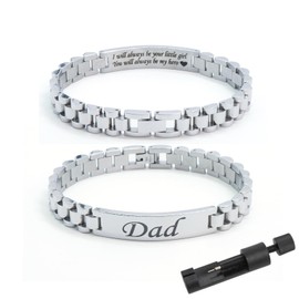Juozyve Daddy Gifts Mens Bracelets : Bracelet for Dad Adjustable Father's Day Gift from Daughter 10mm Wrist Chain for Men Jewellery Presents for Birthday Christmas(Girl)